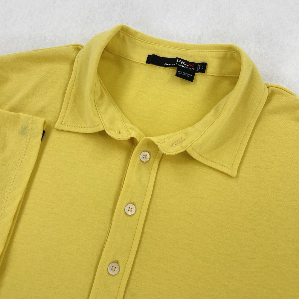 RLX Ralph Lauren Polo Shirt Mens L Yellow Odessa Country Club Golf Preppy